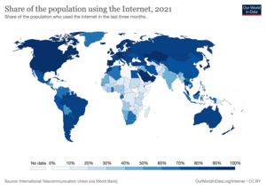 World map for indicator 9.c.1 in 2017: Share of the population using the Internet. Share of individuals using the internet.png