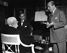 Ormandy visited Finland several times. Here he is seen in 1951 with Jean Sibelius (left) and Nils-Eric Ringbom in Sibelius' home, Ainola. SibeliusAndOrmandy1951.jpg