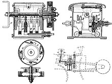Patent drawing of the original Midland Railway version of the Silverton mechanical lubricator as reproduced in the December 1911 issue of 'The Engineer' magazine. Silvertown mechanical lubricator.jpg