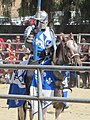 Sir Jean Luke of France, one of the World Tournament of Champions knights, about to participating in a jousting reenactment at the Northern California Renaissance Faire in Santa Clara County.