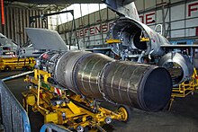 An Atar 8K50 removed from a Super Etendard, NAS Landivisiau, France