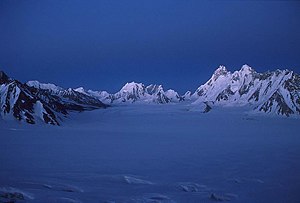 Baintha Brakk (right of center) from WNW above the Simgang Glacier - from Hispar La