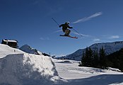 Skiër in het skigebied Damüls-Mellau