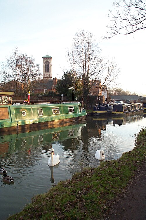 Jericho and the tower of St Barnabas Church seen from the Oxford Canal