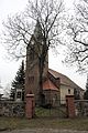 Deutsch: Baudenkmal Kirche mit Kirchmauer in Steinhöfel-Buchholz, Nummer 09115203. English: Cultural monument church with church wall in Steinhöfel-Behlendorf, number 09115203.