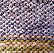 Close-up of back of stockinette stitch, also same appearance as reverse stockinette stitch Stockinette example back.JPG