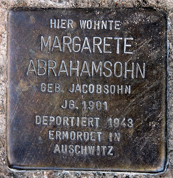 File:Stolperstein Zehdenicker Str 2 (Prenz) Margarete Abrahamsohn.jpg