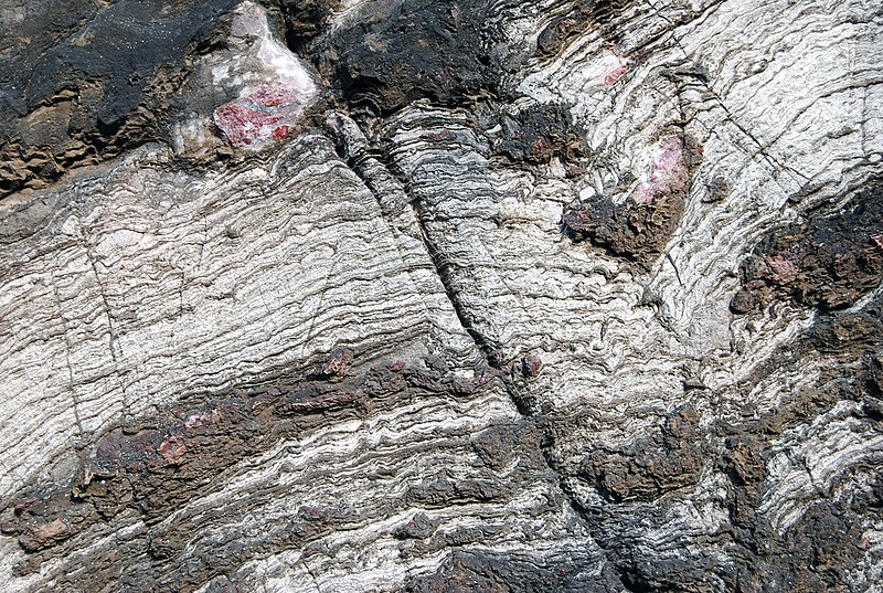 File:Stromatolitic metadolostone (Kona Dolomite, Paleoproterozoic, 2.2 to 2.3 Ga; Co. Rd. 480 roadcut, Ragged Hills, SW of Marquette, Upper Peninsula of Michigan, USA) 3 (15015846748).jpg