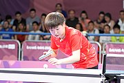 Deutsch: Tischtennis bei den Olympischen Jugendspielen 2018; Tag 9, 15. Oktober 2018; Mixed, Finale, Mixed-Doppel – Miu Hirano (JPN) gegen Sun Yingsha (CHN) 2:3 English: Table tennis at the 2018 Summer Youth Olympics at 15 October 2018 – Mixed Final, Mixed-Double – Miu Hirano (JPN) Vs Sun Yingsha (CHN) 2:3