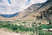 Tabo village as viewed from the caves Tabo Village in Spiti.jpg