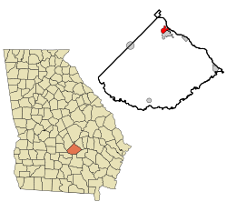 Расположение в округе Телфэр и штате Джорджия