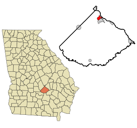 Telfair County Georgia Incorporated and Unincorporated areas Helena Highlighted.svg