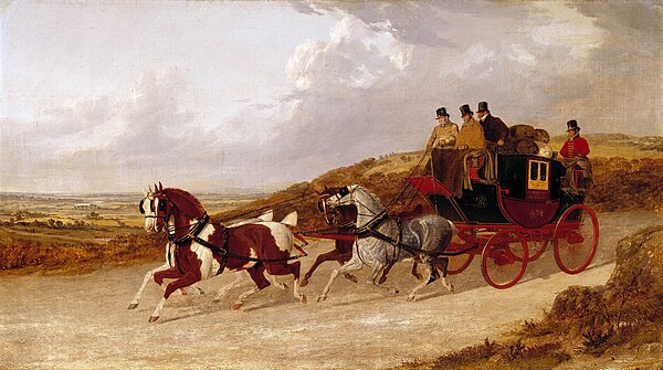 The Edinburgh and London Royal Mail, 1838. The guard can be seen at the back. John Frederick Herring