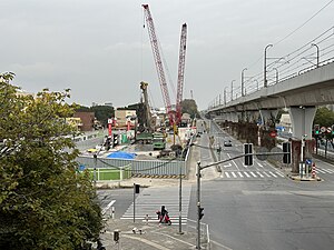 23号线文井路站施工工地，位于5号线车站东北侧