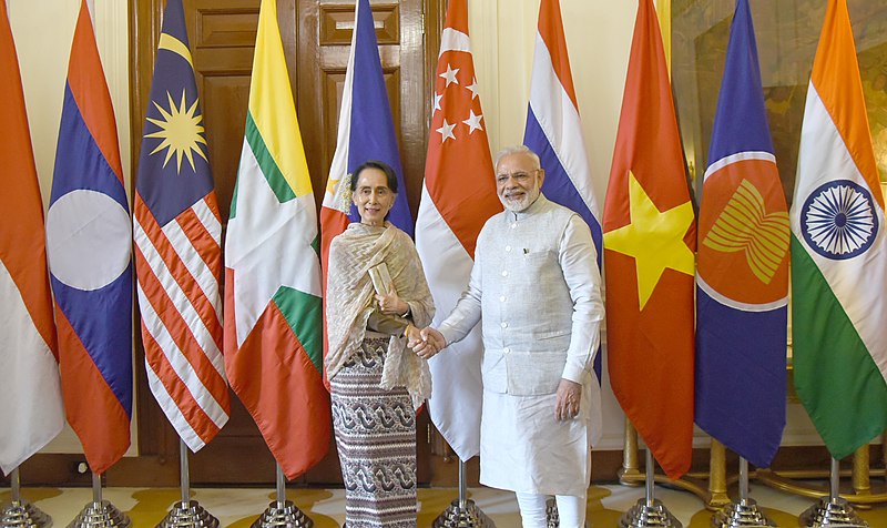 File:The Prime Minister, Shri Narendra Modi with the State Counsellor of Myanmar, Ms. Aung San Suu Kyi, at Rashtrapati Bhavan, in New Delhi on January 25, 2018.jpg