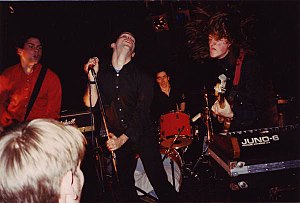 The VSS performing in 1997. While formed in Boulder, Colorado, the group has been associated with the post-hardcore sound developed in San Diego and led by independent labels like Gravity. Thevss97.jpg