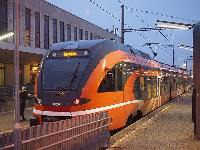 A commuter train to Aegviidu at Baltic Station in Tallinn