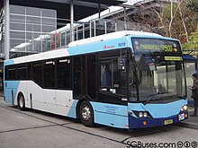Custom Coaches bodied Volvo B7RLE in current Transport for NSW livery Transdev NSW Volvo B7RLE.jpg