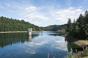 Stausee mit Entnahmeturm