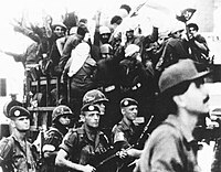 U.S. Marines of the 32d Marine Amphibious Unit and legionnaires of the 2nd Foreign Parachute Regiment form a joint security guard during the evacuation of the PLO from Beirut, Lebanon. USMC-Lebanon82-12.jpg