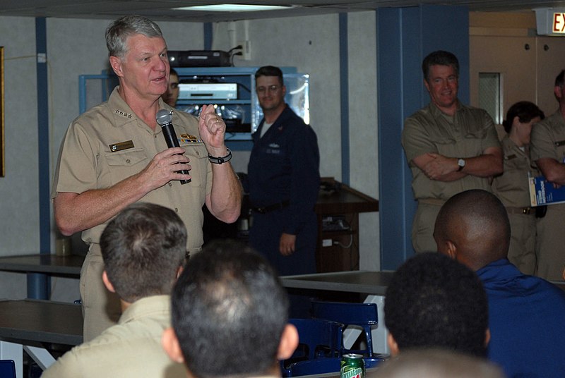 File:US Navy 070605-N-6081J-066 Commander, U.S. Fleet Forces Command (FFC), Adm. Gary Roughead, speaks with Sailors aboard the Military Sealift Command (MSC) hospital ship USNS Comfort (T-AH 20) during a pre-deployment visit.jpg