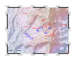 Topografinen kartta, joka kuvaa ympäröivän yrityksen läsnä olevien voimien sijaintia.