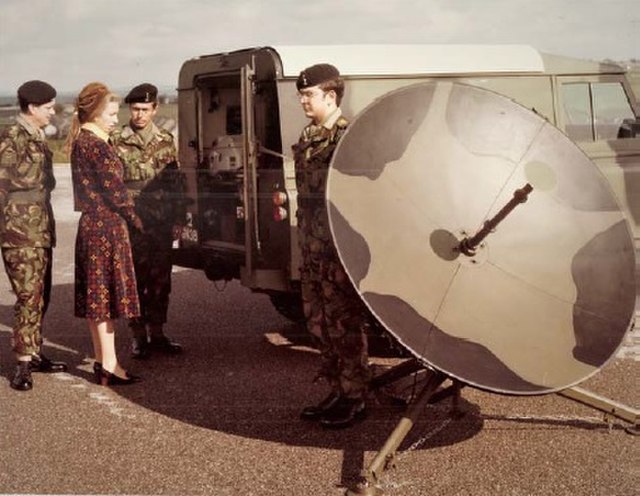 A Landrover based VSC 501 being shown to Princess Anne at Blandford Camp by 30th Signal Regiment