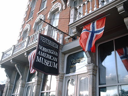 Front of the Vesterheim Norwegian-American Museum main building in Decorah, Iowa.