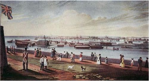 View of Kingston Naval Dockyard from Fort Henry 1820s.jpg