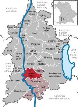 Läget för Vilgertshofen i Landkreis Landsberg am Lech