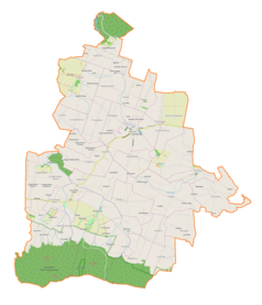 Mapa konturowa gminy Waśniów, w centrum znajduje się punkt z opisem „Waśniów”