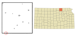 Location within Washington County and Kansas