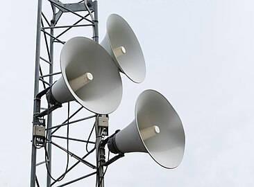 White noise - Horn loudspeakers at Brastad soccer arena