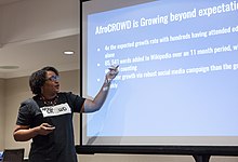 Sherry Antoine of AfroCROWD presents at WikiConference North America, August 2017. WikiConference North America 20170810-7225.jpg