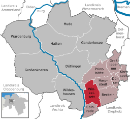 Läget för kommunen Winkelsett i Landkreis Oldenburg