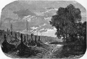 The Wulfing navy on the move, an illustration from the poems on the Wulfing Helgi Hundingsbane