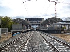 De stationshal in aanbouw gezien uit het noorden