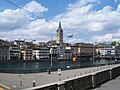 Zürich, looking across the Limmat toward the St. Peter's church.