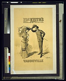 Poster for Keith's Vaudeville (1905) "Where are you going my pretty maid%3F" "I'm going to Keith's Vaudeville, Sir," she said LCCN2014635708.jpg