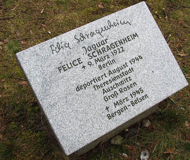 Memorial stone at concentration camp Bergen-Belsen historical site