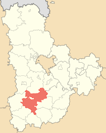 Piiri Kiovan alueen kartalla. Piirin sisälle jää hallintokeskus Bila Tserkva.