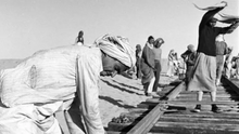 Construction of the Dammam-Riyadh line in 1947 bn sk@ lHdyd fy ls`wdy@.webp
