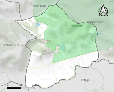 Carte de la ZNIEFF de type 1 sur la commune.