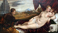 Vénus avec l'organiste et Cupidon 1548, Prado