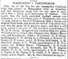 1874-75 FA Cup 1st round, Wanderers 16-0 Farningham, Morning Post, 2 November 1874 1874-75 FA Cup 1st round, Wanderers 16-0 Farningham, Morning Post, 2 November 1874.png