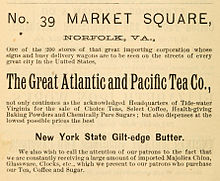 1888 advertisement for the Market Square A&P 1888 Great Atlantic and Pacific Tea Co Advert for Norfolk.jpg