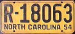 Номерной знак Северной Каролины 1954 года.jpg