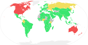 UN General Assembly Resolution 61/295
.mw-parser-output .legend{page-break-inside:avoid;break-inside:avoid-column}.mw-parser-output .legend-color{display:inline-block;min-width:1.25em;height:1.25em;line-height:1.25;margin:1px 0;text-align:center;border:1px solid black;background-color:transparent;color:black}.mw-parser-output .legend-text{}
Approved
States which voted for the resolution
Rejected
States which voted against the resolution
Abstained
States which abstained from voting
Absent
States not present at the vote
Date
13 September 2007
Code
A/61/295 (Document)
Subject
Indigenous rights
Voting Summary
143 voted for
4 voted against
11 abstained
34 absent
Result
Adopted 2007 Declaration on the Rights of Indigenous Peoples voting map.svg