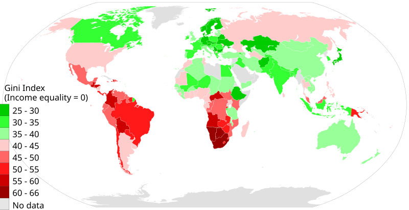 File:2014 Gini Index World Map, income inequality distribution by country per World Bank.svg