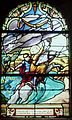 L'église paroissiale Saint-Germain : vitrail de Gabriel Léglise représentant "Saint Guénolé, abbé de Landévennec, sauvant le roi Gradlon lors de la submersion de la ville d'Ys"